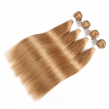 Honey Blonde Pre-Colored 27 Straight Human Hair Bundles Extension--HE27