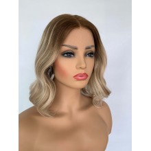 Blonde Ombre Color Human Hair Bob Wave 13x6 Lace Wig-BB33