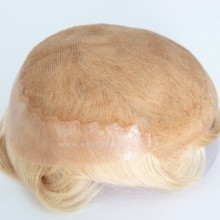 Q6 Invisible Natural Hairline Toupee Indian Human Hair Lace and PU Wig For Men--BHQ6