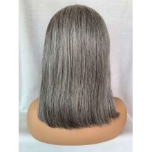 Mixed Gray Bob Straight Remy Human Hair 13x4 HD Lace Wig--BH11