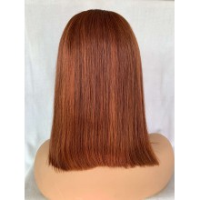 Red Color Straight Bob Remy Human Hair 5x5 Lace Wig--BH13