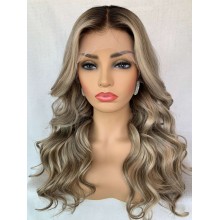 Highlights Ash Blonde Remy Human Hair 13x4 Lace Front Wig--CL09