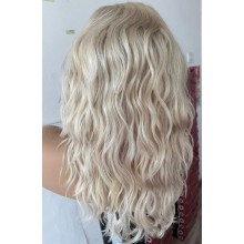 Ready Go Wig Platinum Wave Curly With Fringe Remy Human Hair 13x4 Precut Lace Wig--EM16